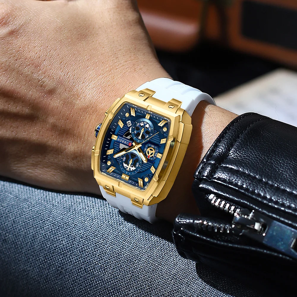 CURREN Men Casual Sport Military Quartz Calendar Wrist Watch for Man Business Leather Waterproof Male Clock Relogio Masculino image 4