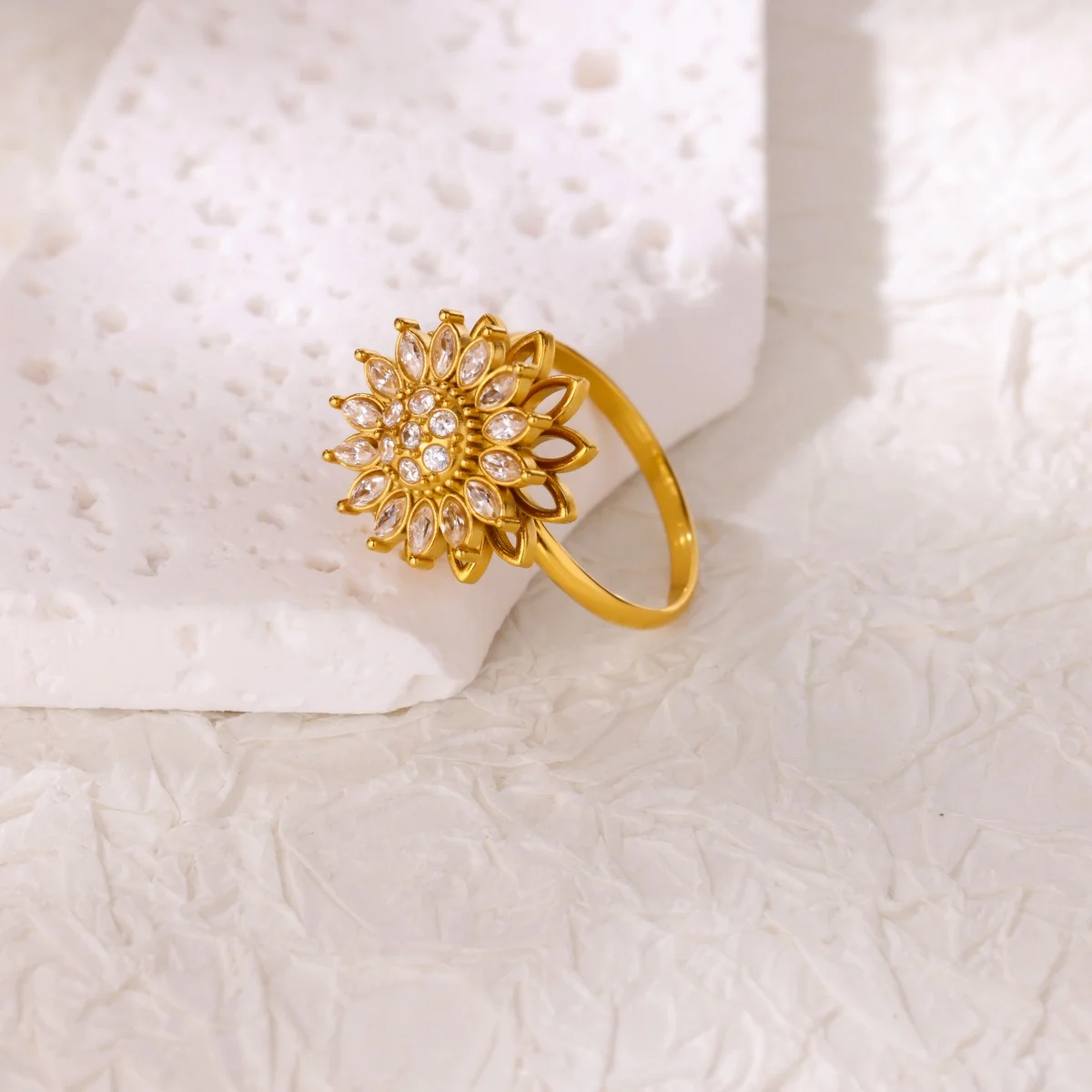 

Stainless Steel Rotatable Flower Anxiety Rings for Women Gold Color Anti Stress Anxiety Open Ring Men Jewelry Bague Anti Stress