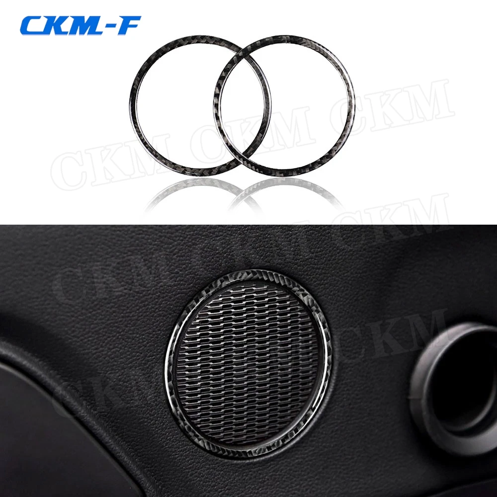 

Carbon Fiber Car Door Interior Trim Frame Trim Speaker Decoration Rings Stiickers For Ford Mustang 2015 -2017