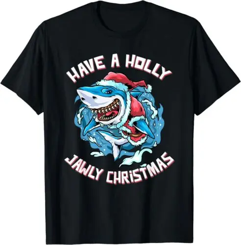  Great White Shark Have A Holly Jawly Christmas Santa Funny T-Shirt