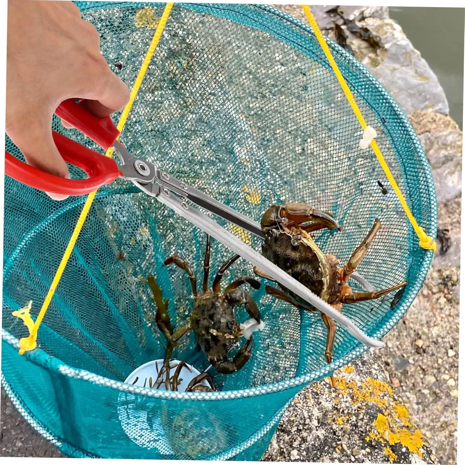 Pinzas para basura de 38/52 cm, pinzas para cangrejos, pinzas para loach, herramienta antideslizante, pinzas largas para pescar peces, equipo de pesca mágico profesional para exteriores