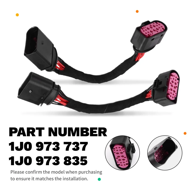 

2Pcs Xenon (14 Pins) Headlights Wiring Harness Connector Plug Adapter For Skoda Seat 1J0 973 737 1J0 973 837