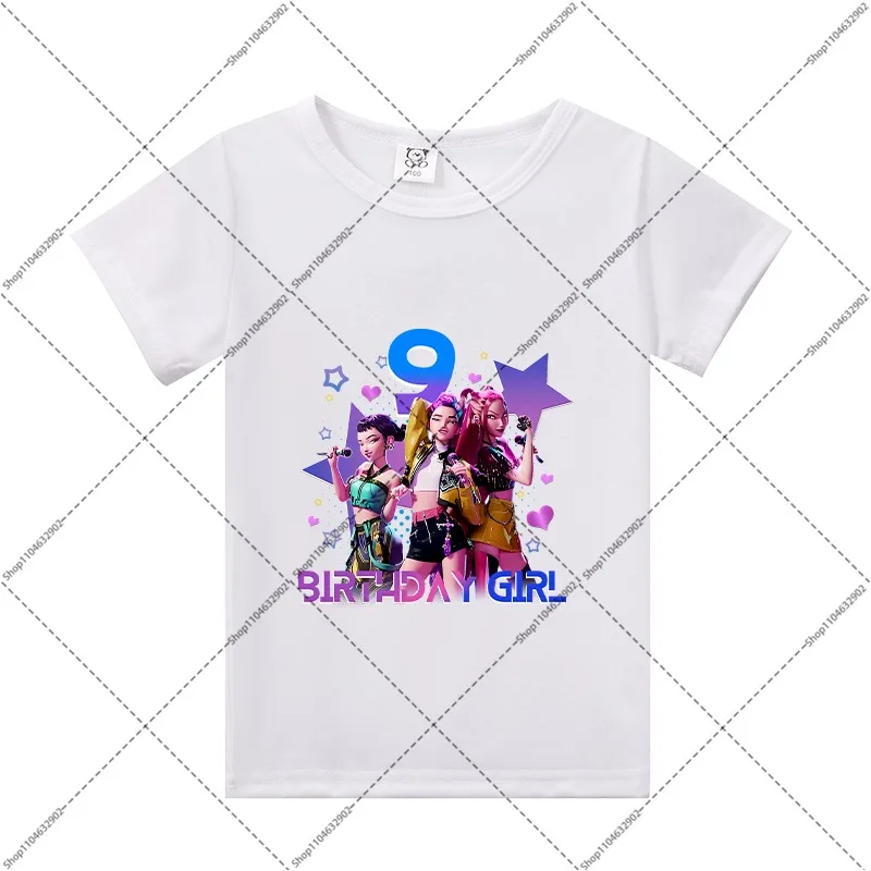 Kpop 악마 사냥꾼 어린이 티셔츠 생일 파티 티셔츠 코튼 반팔 애니메이션 그래픽 프린트 티셔츠 소년 소녀 패션상의