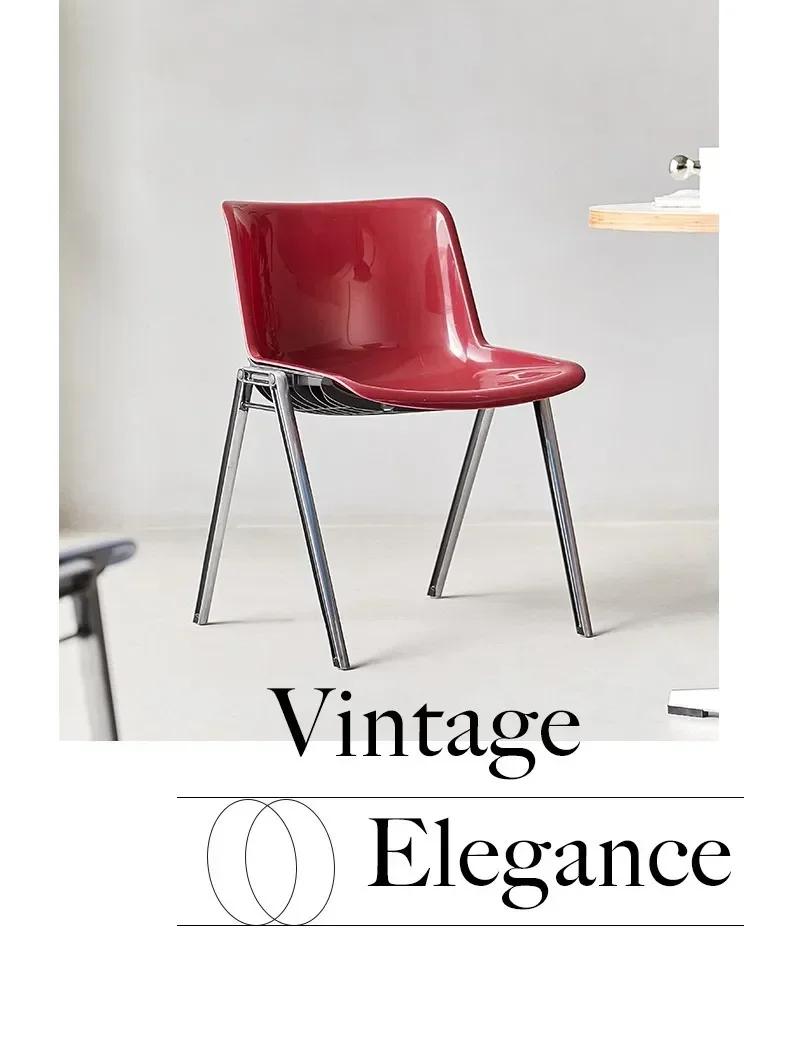 Medieval plastic dining chair Nordic modern simple desk chair household strong and durable backrest stool 4