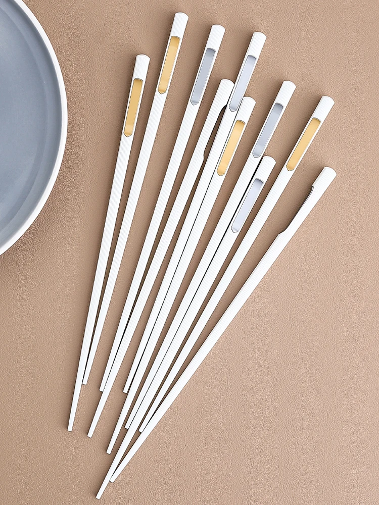 

Japanese-style pointed chopsticks white household 10 pairs of high-end alloy high-end household non-slip and mildew-proof