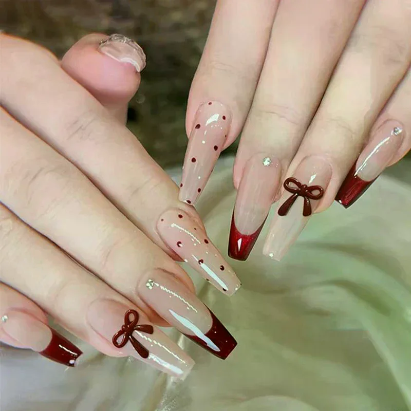 100PCS 3D Nail Art Red Bow Charms Supplies Kawaii Accessories Resin For Nails Decorastion Product Manicure Decor Materials Tool