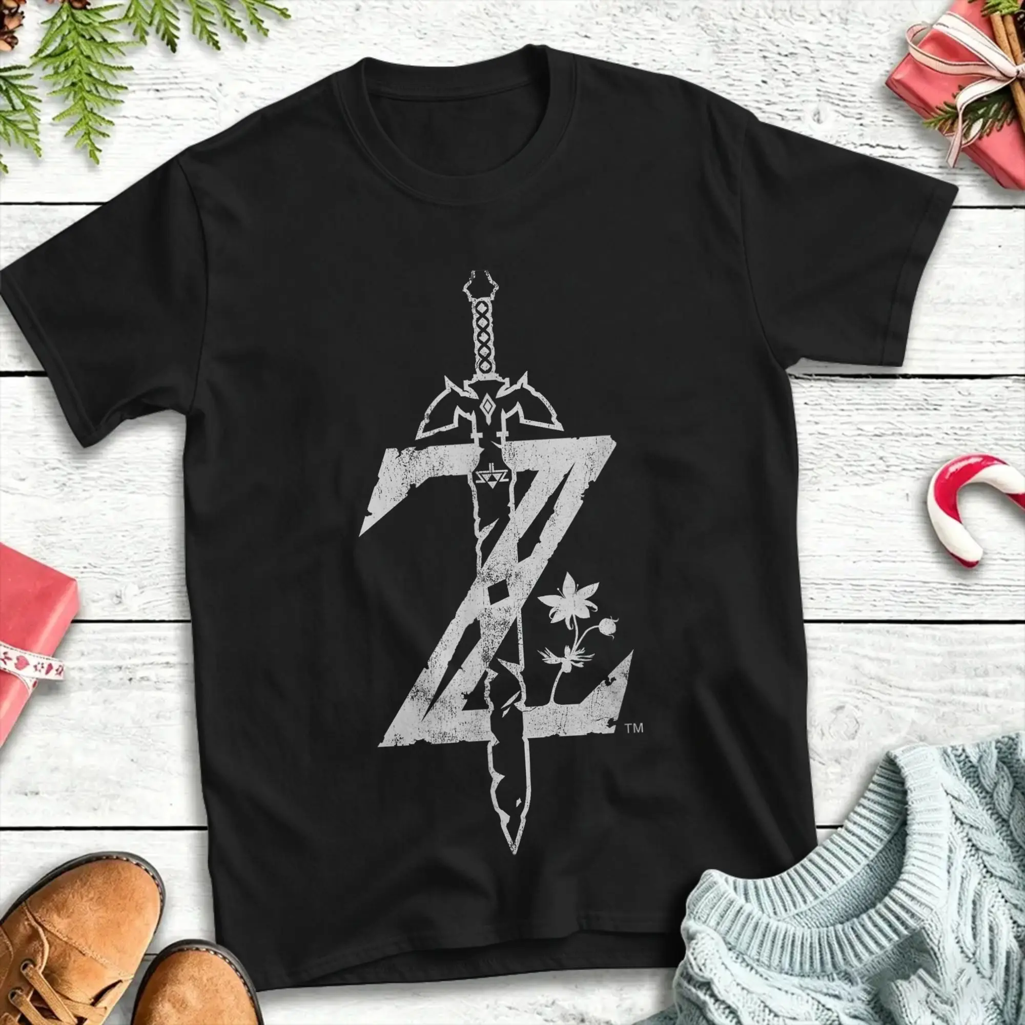 Zelda Breath Of The Wild Logo T Shirt Beach  Cotton T-Shirts For Men Printed Tshirt Short Sleeve Vintage Clothes