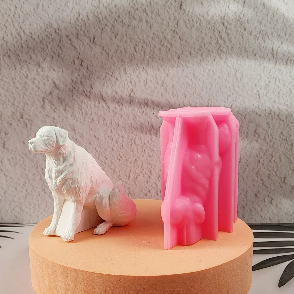 Golden Retriever Gypsum Plaster Silicone Molds DIY Large Dog Puppy Candle Making Mold Craft Ornament Epoxy Resin Cement Mould