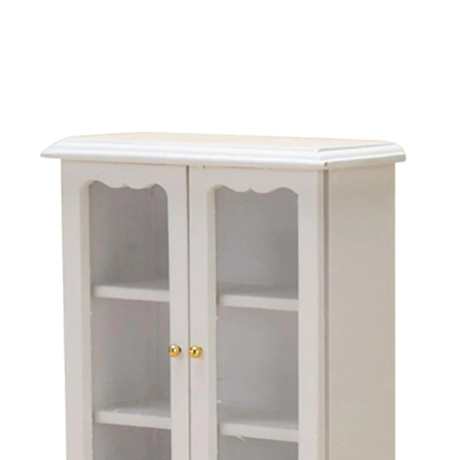 1/12 ตู้หนังสือบ้านตุ๊กตาพร้อมประตูคู่ เฟอร์นิเจอร์ไม้จิ๋ว สีขาว