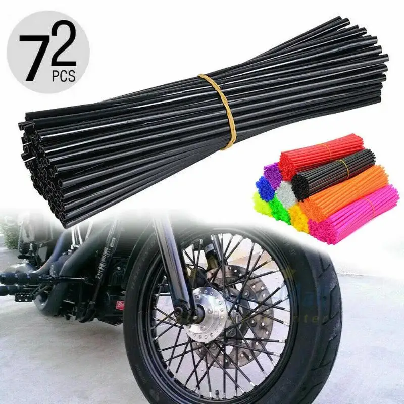 Dirt Bike Wheel Spoke Covers 72PCS Multi-color Universal Durable Motorcycle Rim Spoke Wraps for Off-road Motorbike Modification