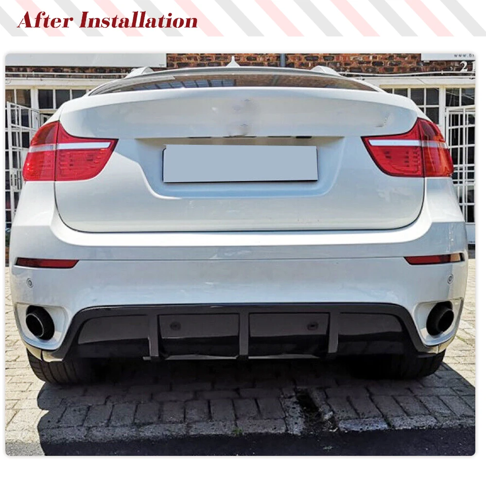 Carbon Fiber Car Rear Bumper Diffuser Lip Spoiler for BMW X6 E71 35i SUV 2008-2014 Racing Rear Diffuser Apron Protector FRP