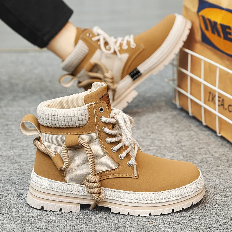 High Quality Men Boots Casual Shoes Designer Luxury Platform Cowboy Military Chelsea Leather Tactical Work Safety Ankle Sneakers