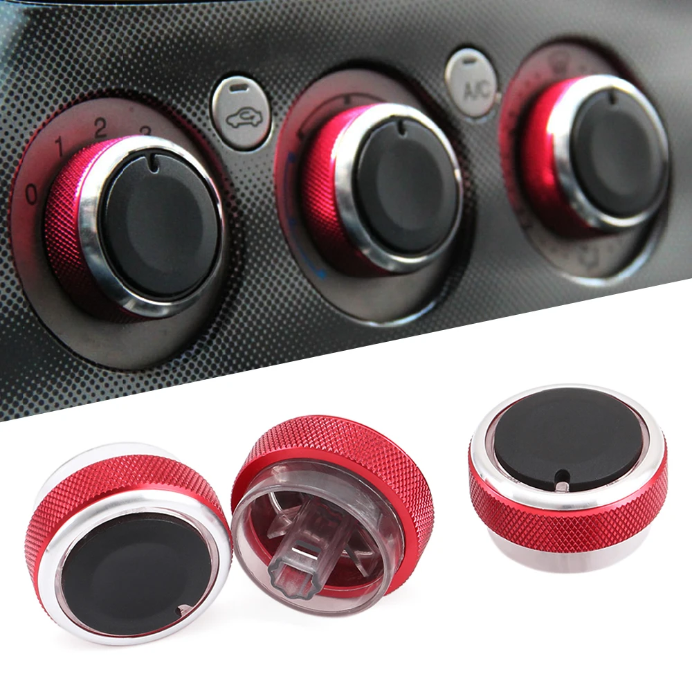3 pçs por conjunto de liga alumínio estilo do carro botão ar condicionado ac botão interruptor controle calor botão para ford focus mk2 mk3