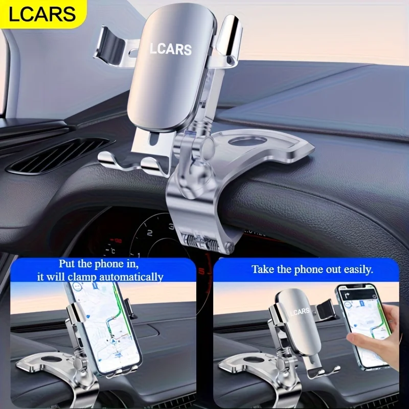

Vehicle Dashboard-Mounted Phone Holder, Non-Destructive Installation, Convenient for In-Car Navigation and Entertainment, Adjustable Angle Clamp, Silver Phone Holder, Car Electronic Accessories