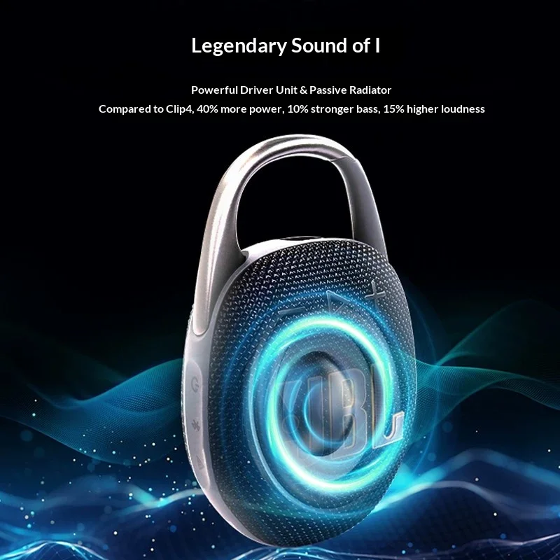 JBL CLIP5 Ultra Compact Bluetooth Speaker IP67 Waterproof Dustproof Punchy Bass Wide Carabiner For Short Outdoor Trips