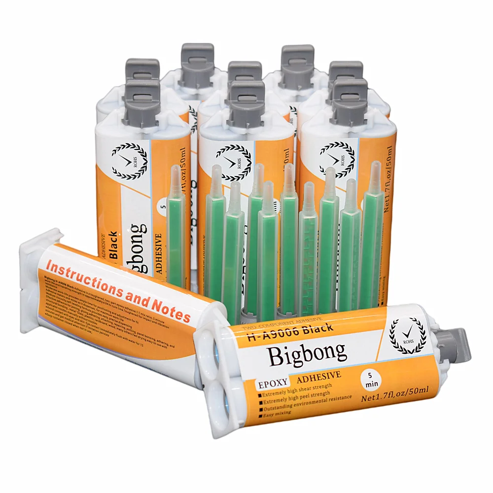 

10pcs Epoxy Resin Glue 50ml Two-Component Strong Adhesives 1:1 Black AB Glues with 10pcs Static Mixing Nozzles 1:1 Mixed Tube