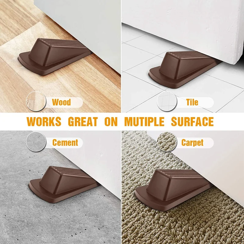 Door Stoppers For Floor Rubber Door Stop Wedge, Door Gaps And Prevent The Lock-Outs, Floor Sturdy Door Stop(5 Pcs, Brown