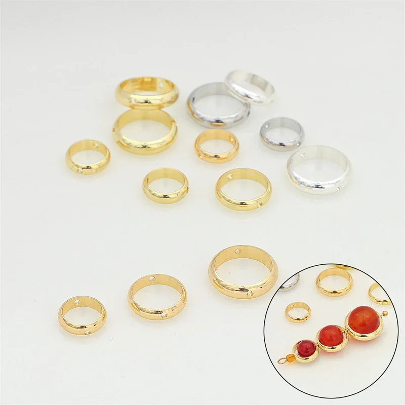 20Pcs Bead Frame Brass Gold Plated Round Double Hole Spacers for Beading Earring Bracelet Necklace Jewelry Making Supplies