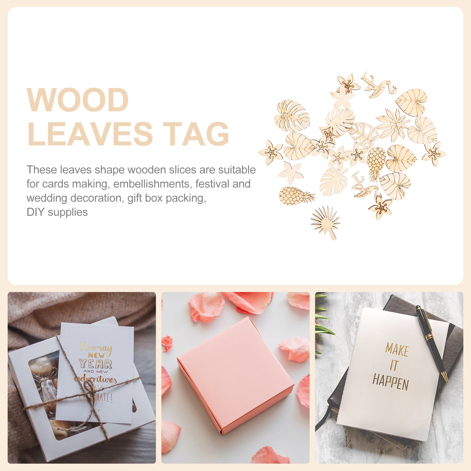 

25 Pcs Wood Leaves Tag Blank Chip for DIY Craft Decoration Unfinished Wooden Slices Handmade Sewing Accessories