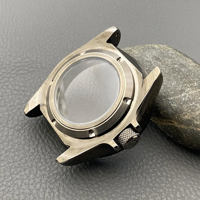 Mod SKX007 Case NH35 Case Gun Grey Seal Back Cover or Transparent Bottom Cover Fits NH34 NH35 NH36 Movement Men Watch Case