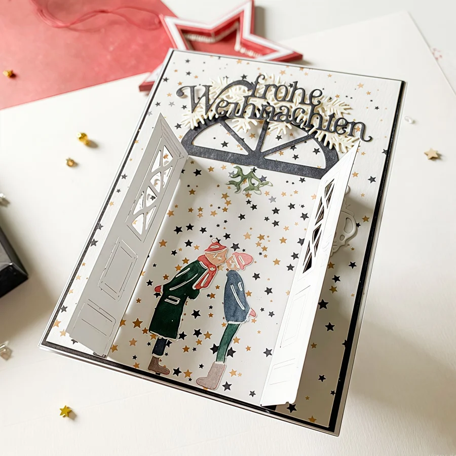New Arrival A couple kissing under elderberry branches Metal Cutting Dies for DIY Scrapbooking Card Making Stencils Photo Albums