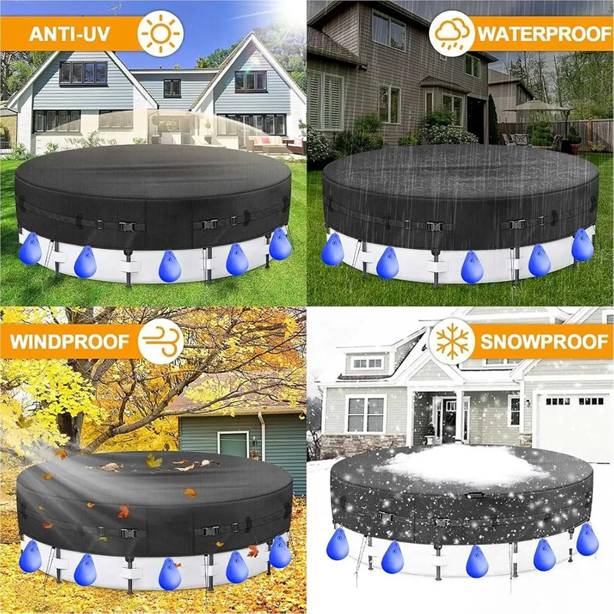 

16 Pack Pool Cover Weights with Hooks Pool Water Sand Bags Closing Kit for Above Ground Pools Accessories