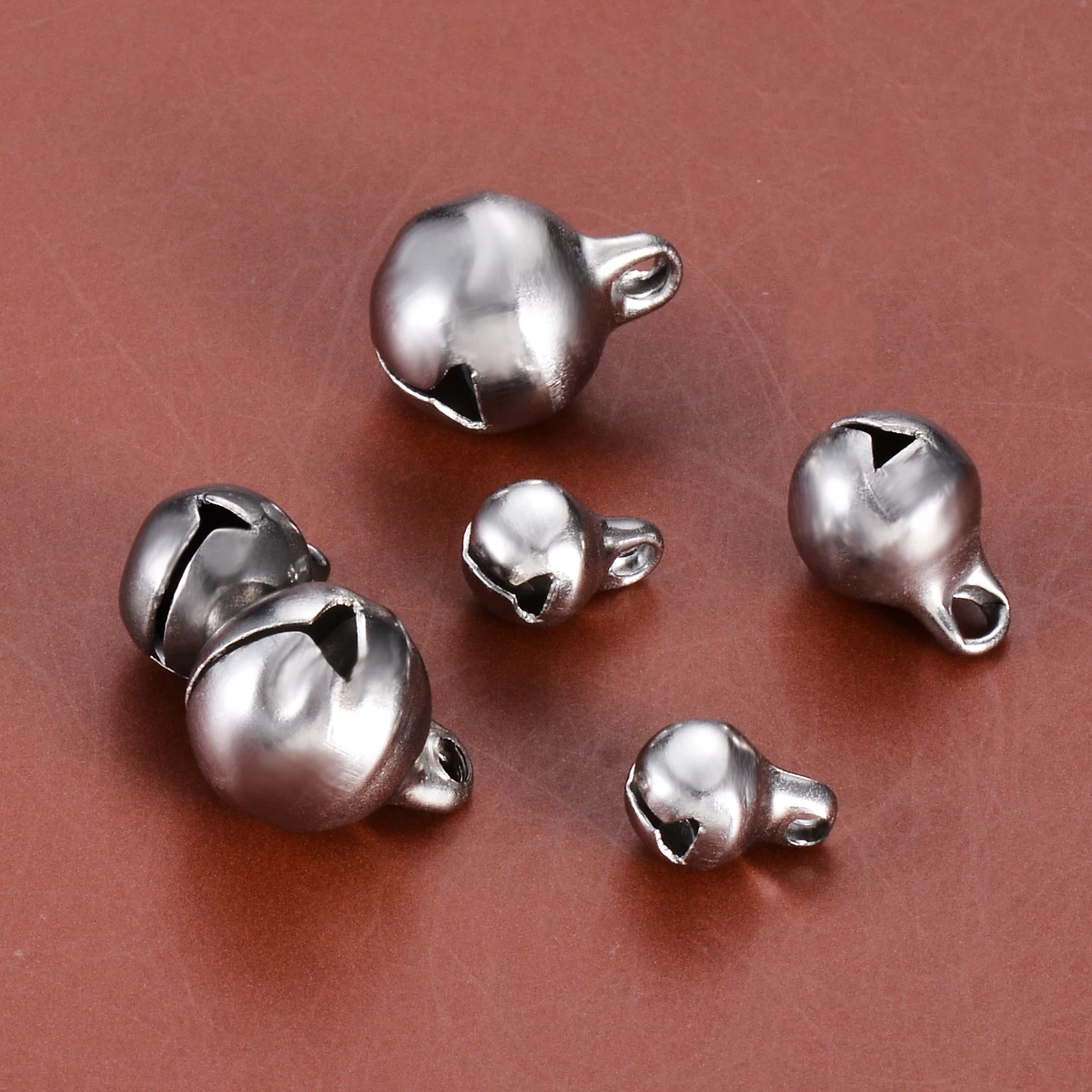 

6/8/10mm Stainless Steel Jingle Bells Pendants for Jewelry Making Accessories Hanging Charms For DIY Bracelet Anklets Necklace