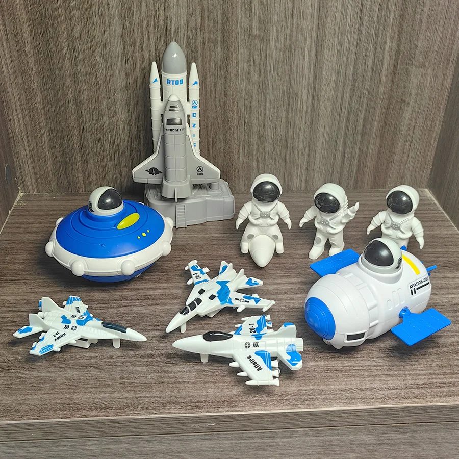 

Press UFO, space station toy car set, can launch space shuttle, space rocket, suitable for boys' birthday gifts