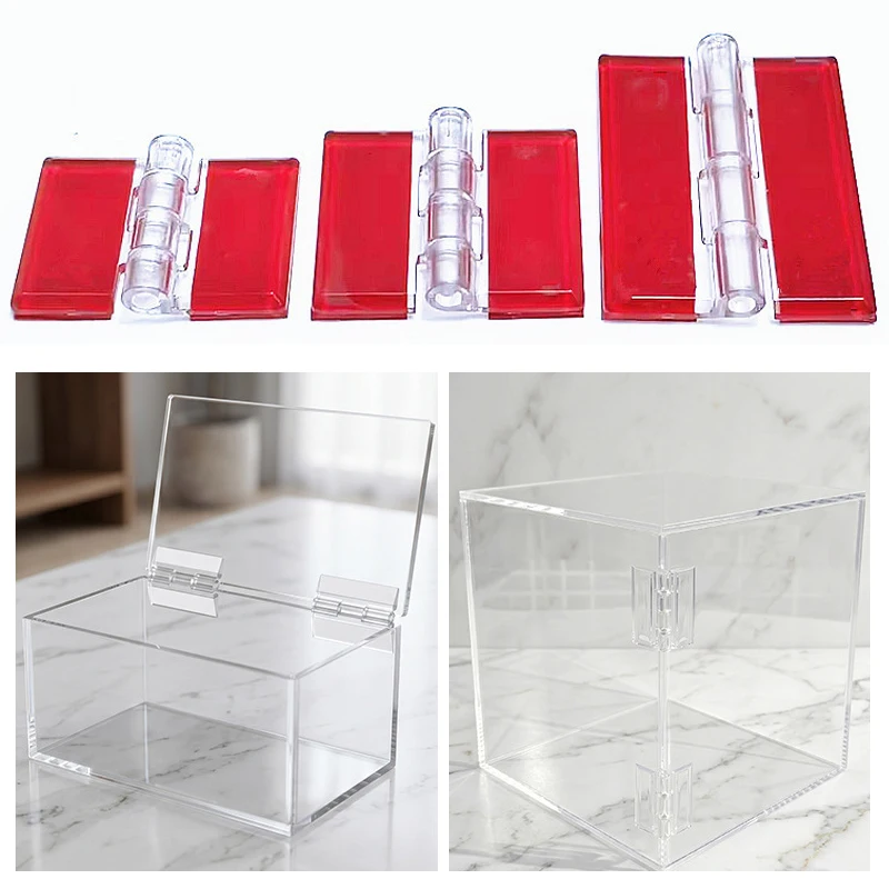 50 Stück selbstklebende Acryl-Scharniere, transparente Kunststoff-Klappscharniere, DIY-Display-Box-Scharniere, Haushalts-Hardware-Zubehör