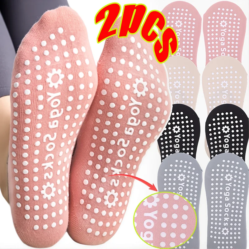 

2pcs Yoga Socks Anti Slip for Women with Silicone Dots Cross Bandage Design Breathable Workout Socks for Pilates Ballet Gym