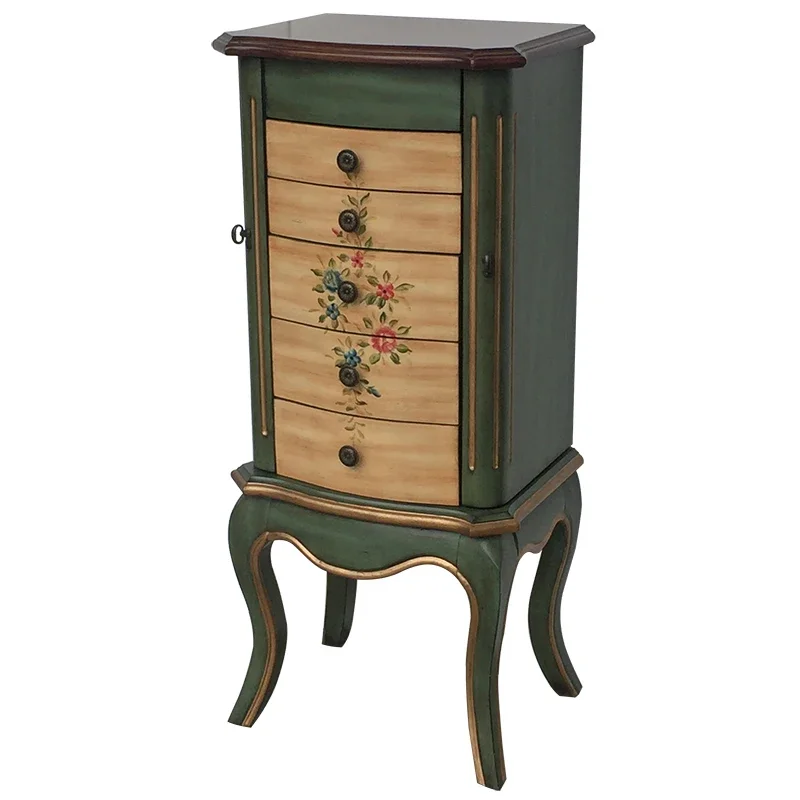 Small Apartment Clothes Closet Dressing Table Vintage Jewelry Storage Cabinet Pastoral Painted Furniture