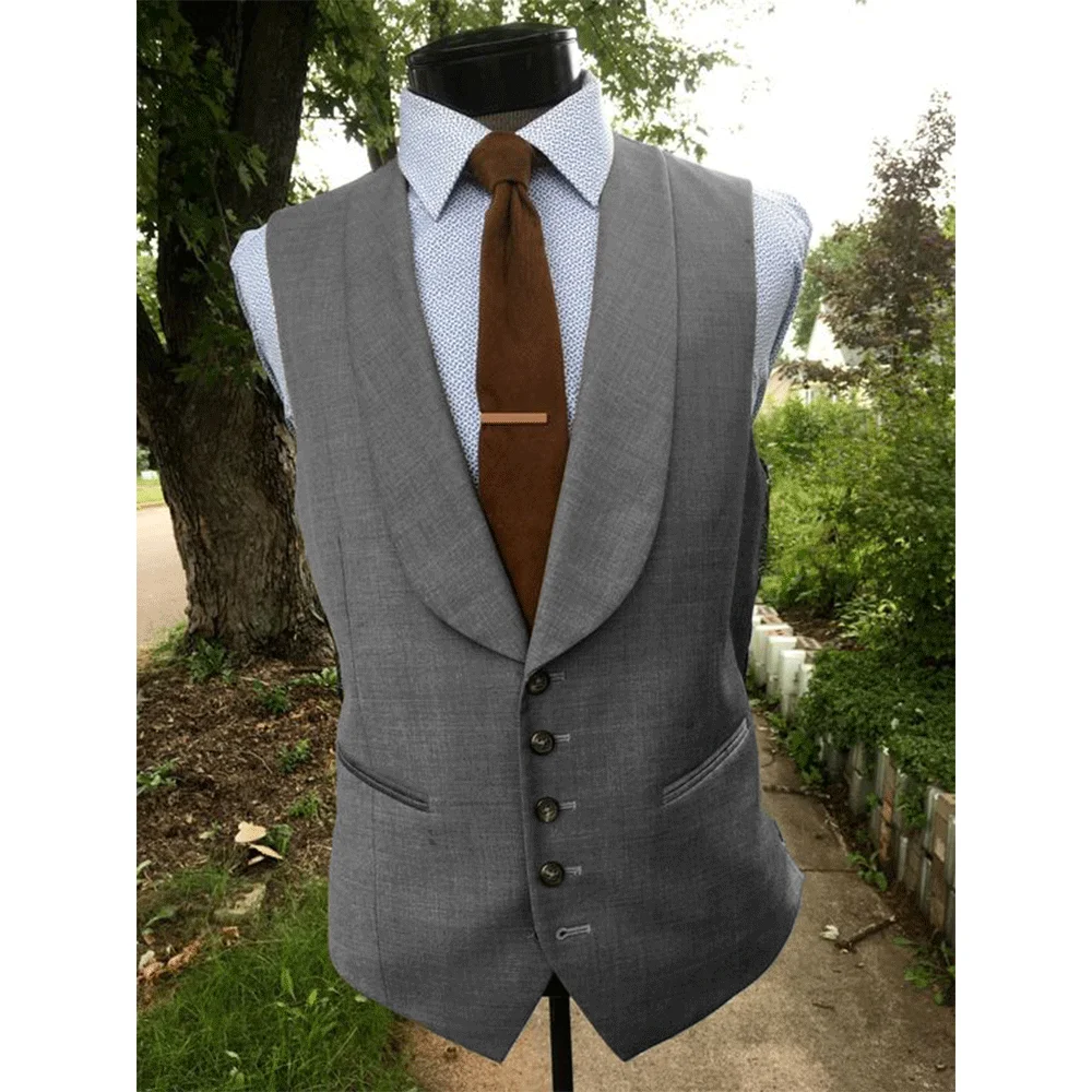 

Formal Vest Suit Man Business Shawl Lapel Men's Vests for Single Breasted Waistcoat Man Dress Casual Suits Sleeveless Jackets