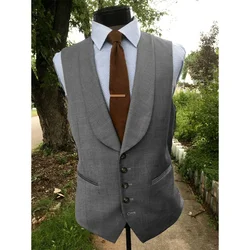 Formal Vest Suit Man Business Shawl Lapel Men's Vests for Single Breasted Waistcoat Man Dress Casual Suits Sleeveless Jackets