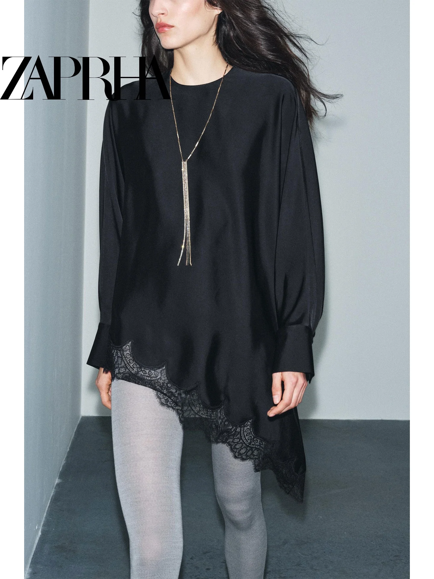 Romántico Sle asimétrico encaje empalme mujer irt primavera 2026 único hermoso diseño Casual suelto ajuste largo Sve