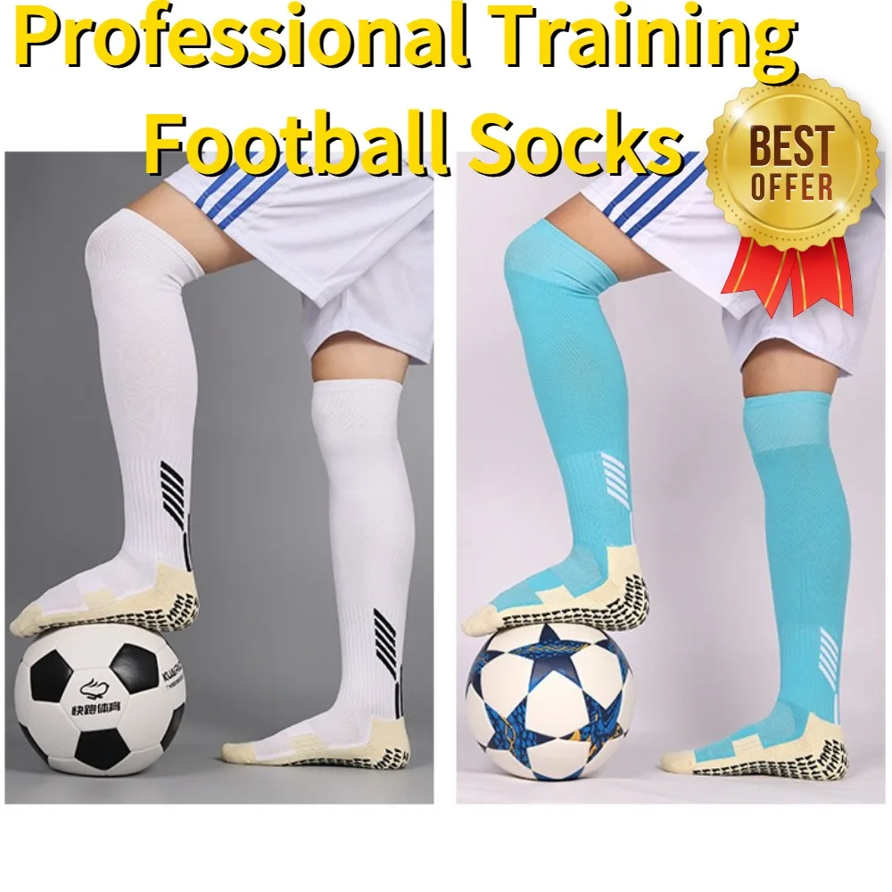 Anti Non Slip Soccer Football Socks Long Length Adhesive Thickened Towel Bottom High Leg Sports for Men and Children Stockings