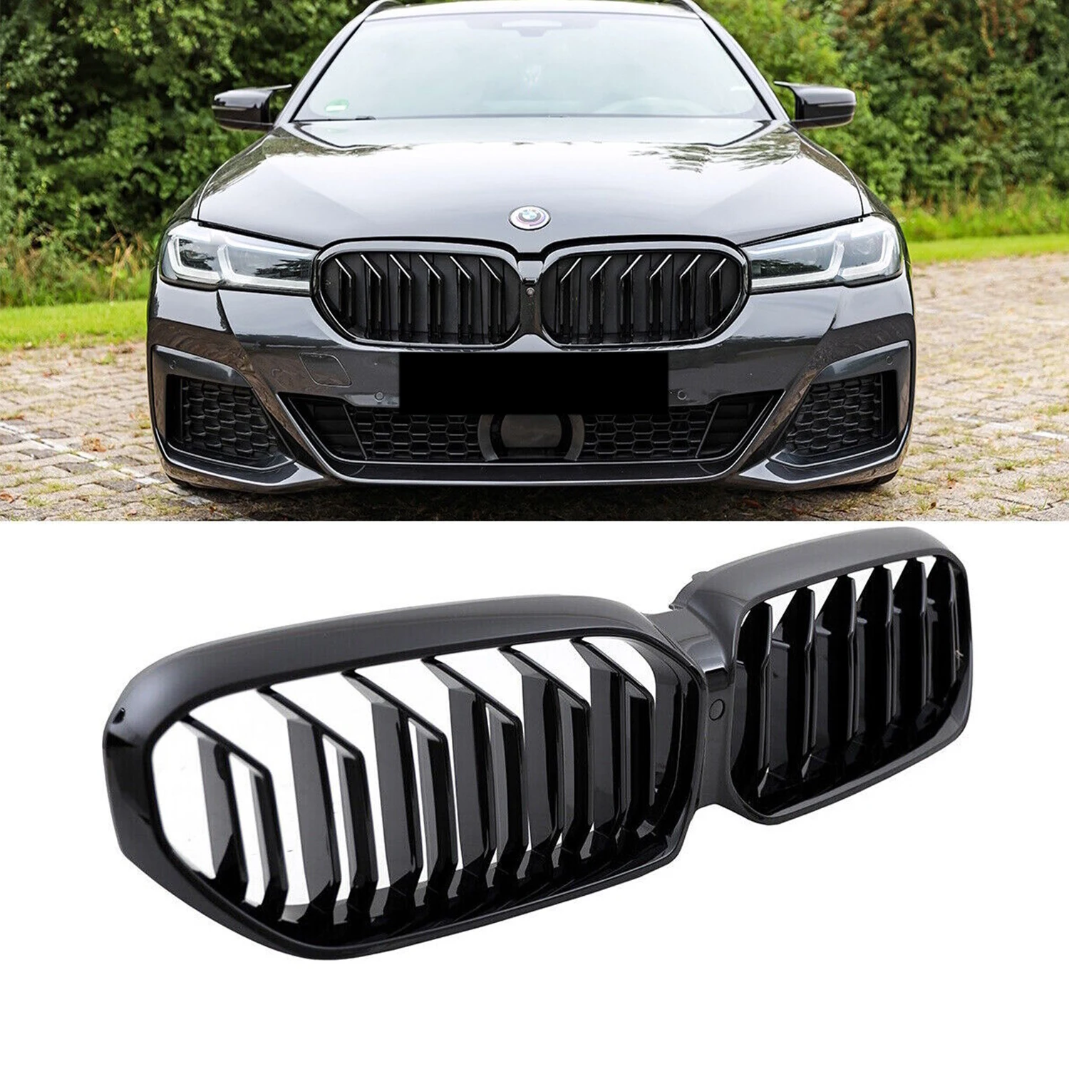 

Kidney Grille for BMW THE 5 Series G30 G31 F90 (M5) LCI Glossy Black ABS M Style Color Plastic Front Bumper Auto Decor Grill