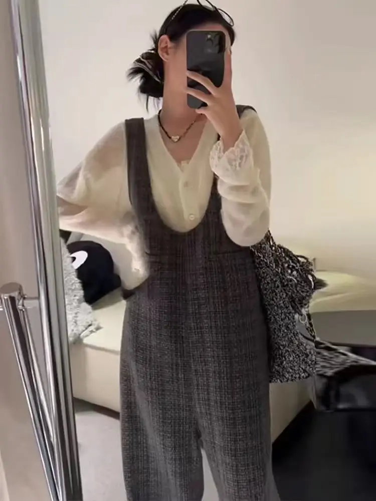 

Шерстяной костюм-двойка с широкими брюками для женщин: модный зимний новый цельный костюм с эффектом омоложения, брюки с высокой талией