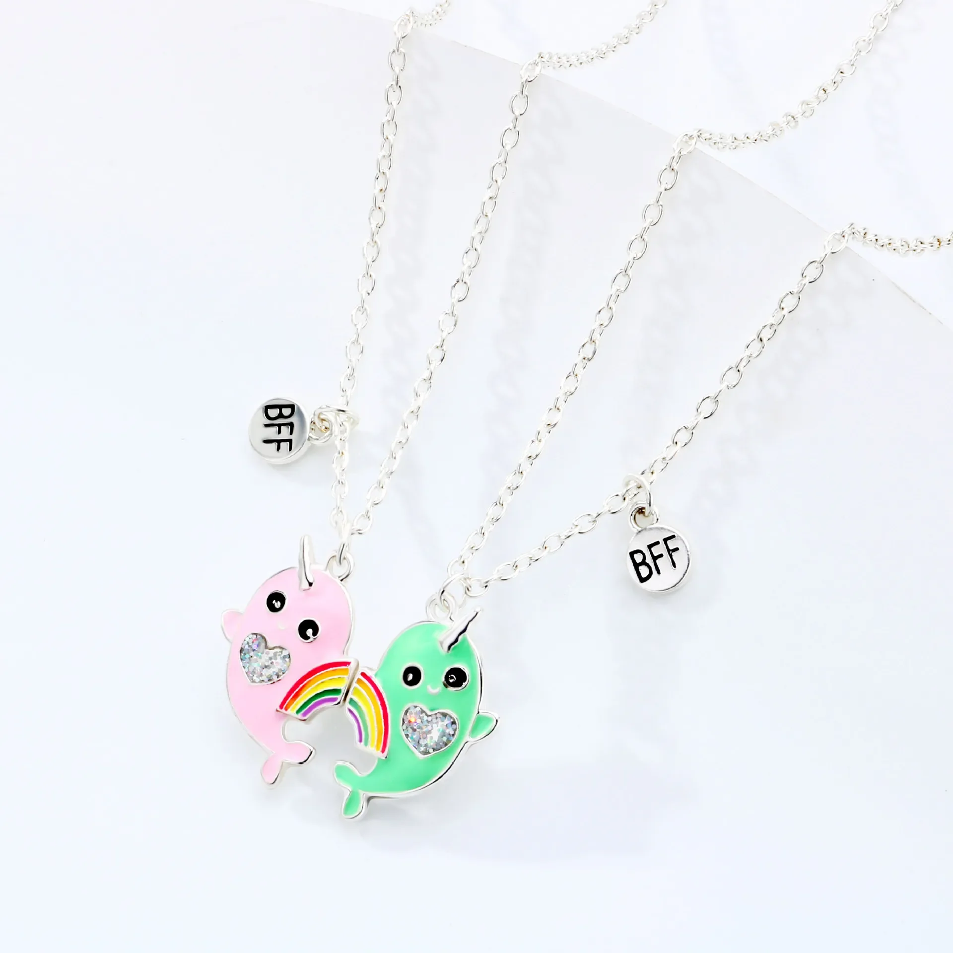Fashion Fish Children's Oil Dripping Necklace Magnet Attract Good Friend Necklace 2pcs Set Jewelry Gift Hot Sale