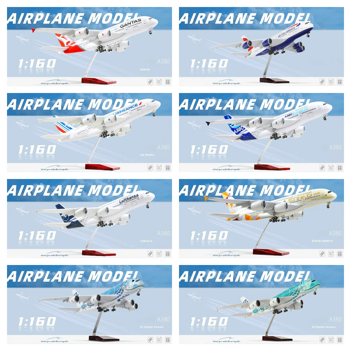 

1/160 A380 Large Scale Resin Diecast Collectible Aircraft Model Kit With Stand ＆ Led Light For Collections And Displays Or Gift