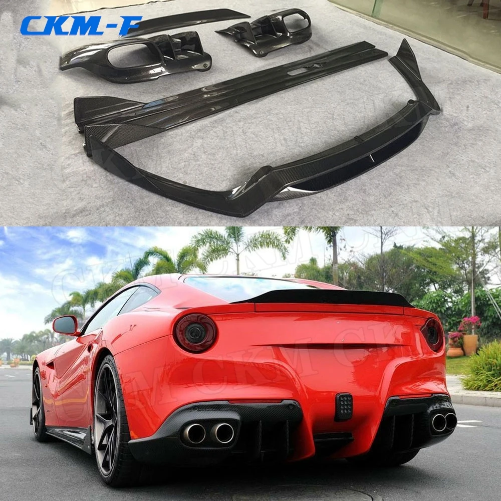 Carbon Fiber D Style Body kit Front Lip Side Skirts Rear Bumper Diffuser Rear Spoiler for Ferrari F12 Berlinetta 2013-2016