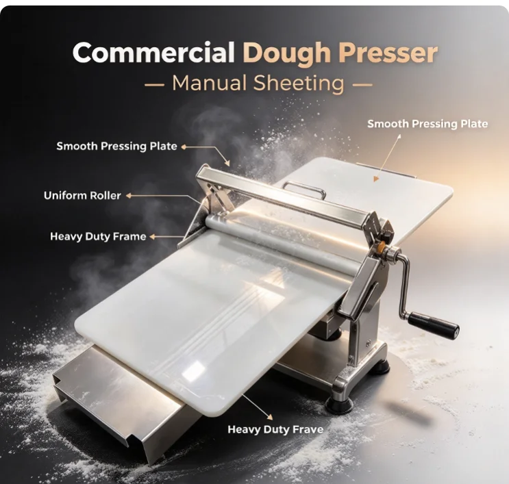 Tabletop Folding Manual Dough Sheeter, Hand Crank Pastry Roller for Croissant, French Pastry Tart Skin Forming High Quality