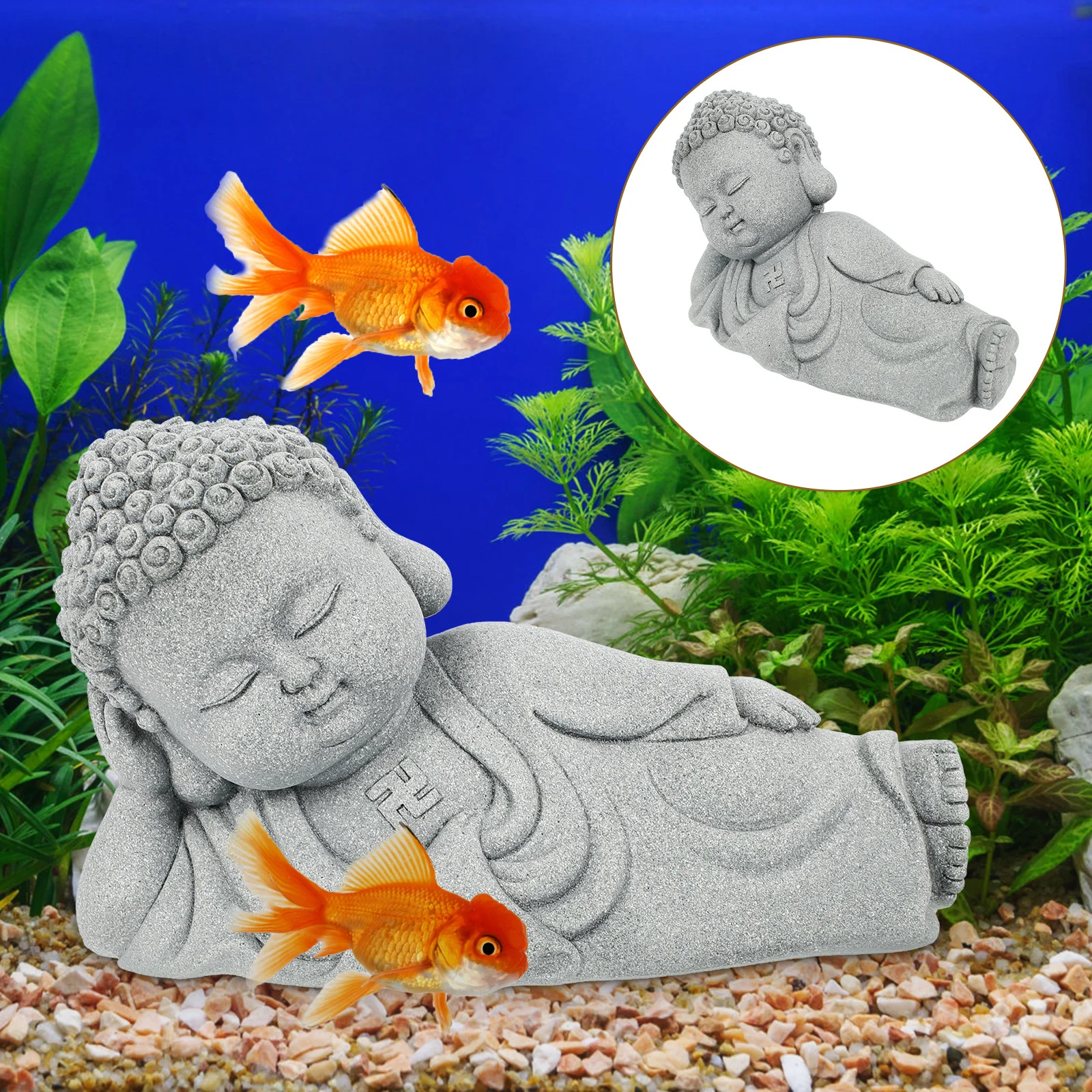

Small Buddha Statue Exquisite Craftsmanship Decor for Meditation Yoga Desktop Garden Fish Tank Buddha Statue Desktop Decor