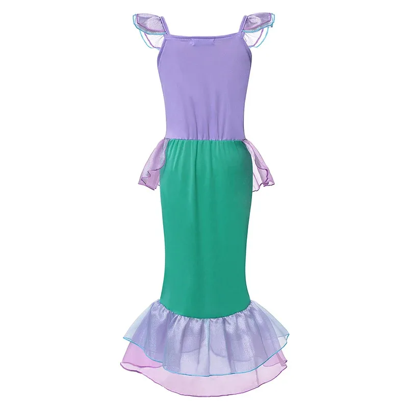 Ariel Girls Mermaid Dress Princess Costumes Cosplay Costume for Kids Summer Casual Halloween Birthday Party Outfit Set 2-10T