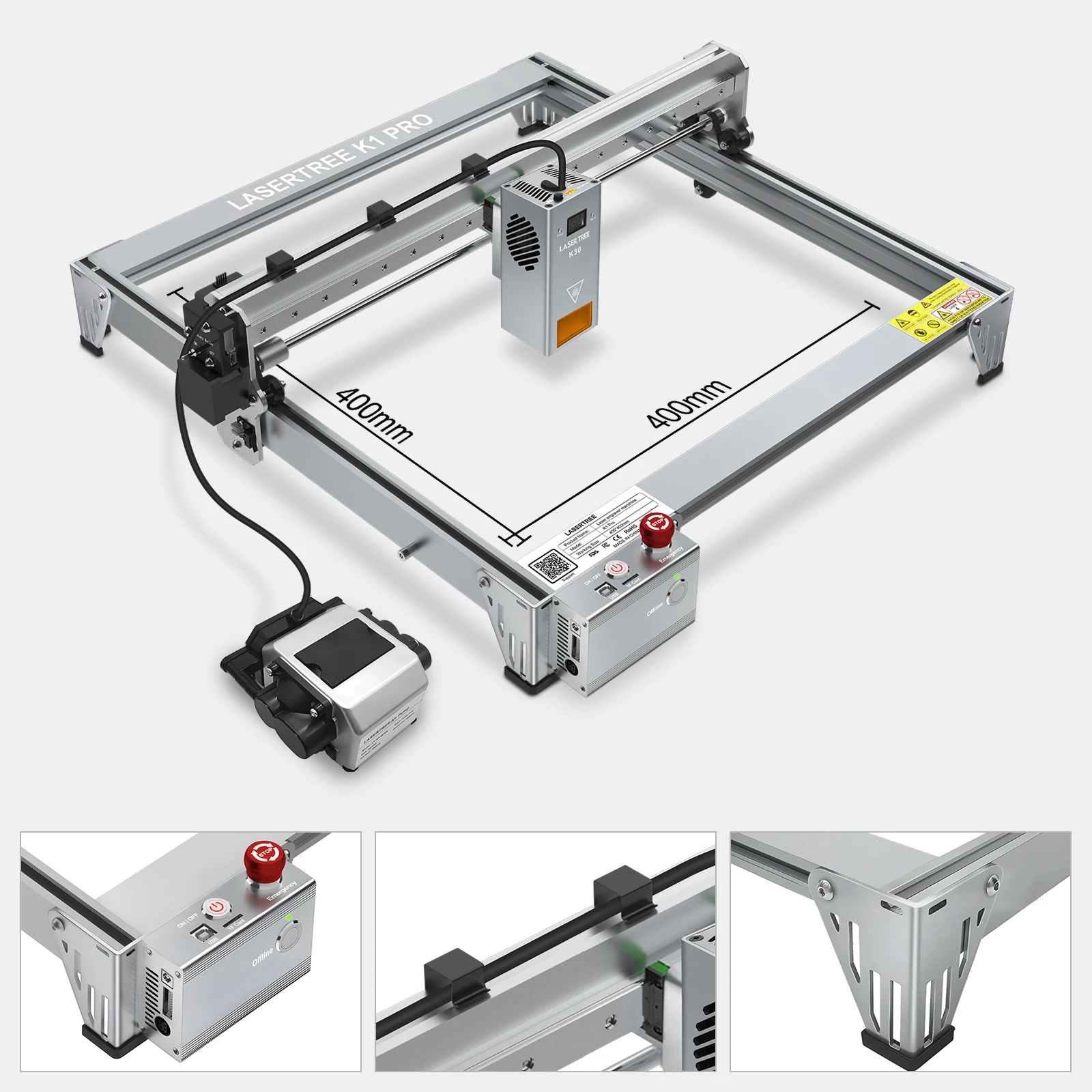 Laser Tree K1-PRO Laser Engraver with 30W 40W Laser Head Engraving Cutting Machine Engraving Area 400*400mm Woodworking DIY Tool