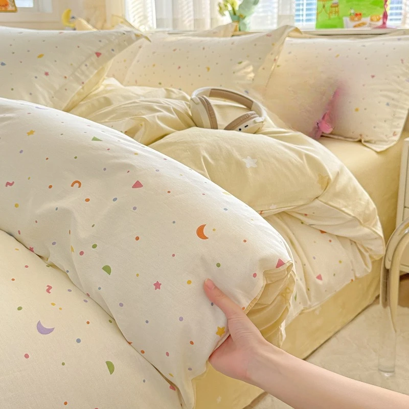 Cotton printing four-piece set, bed sheet quilt cover, four-season student dormitory single three-piece set - view 5