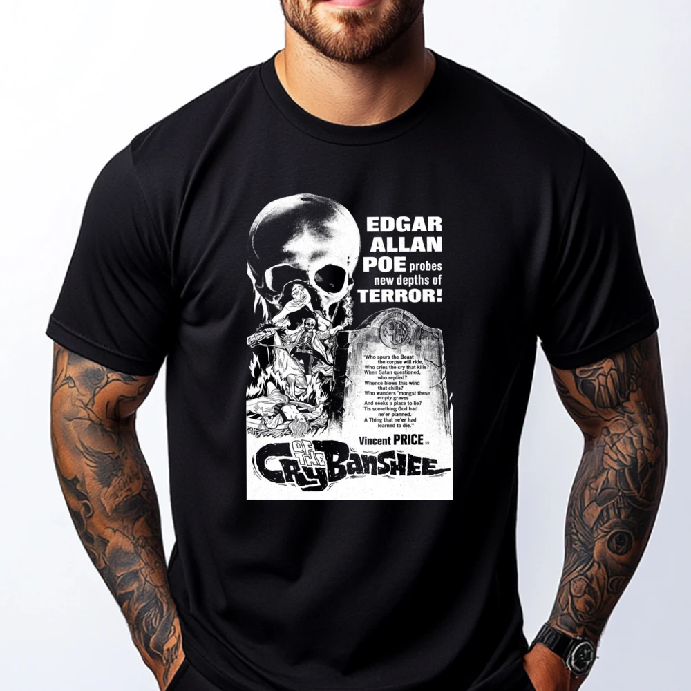 

Blackcraft Edgar Allan Poe Cry Of The Banshee Dark Goth T Shirts Men Vegan Clothing High Quality T Shirt For Men Creative