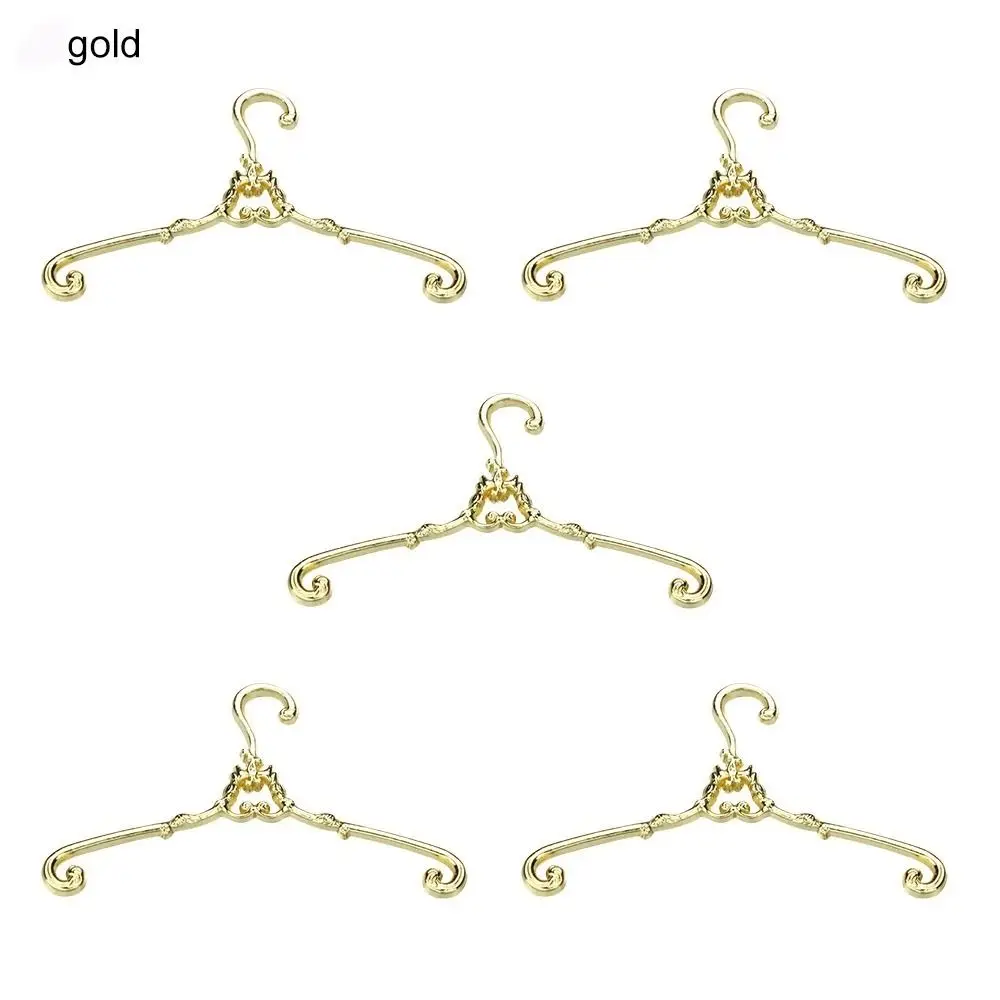 5Pcs Metal Doll Clothes Hanger Retro Multi Functional Mini Coat Hanger Windproof Durable Dolls Clothes Rack