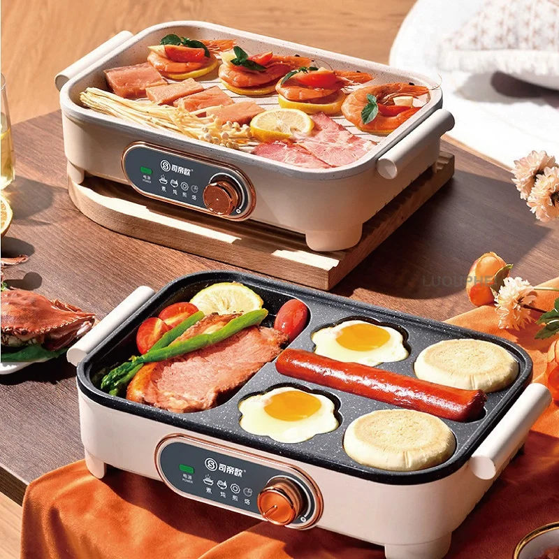 

220V Home Hamburger Egg Steak Fry Pan Multi-function Pot Fast Breakfast Machine Non-sticky Four-hole Fried Egg Frying Pan 800W