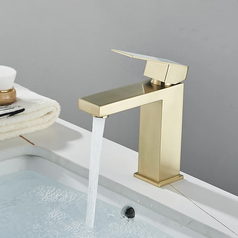 Senlesen نحى الذهب الحمام صنبور حوض الحنفيات سطح الخيالة بالوعة صنبور حوض خلاط الفولاذ المقاوم للصدأ كونترتوب رافعة الماء البارد الساخن