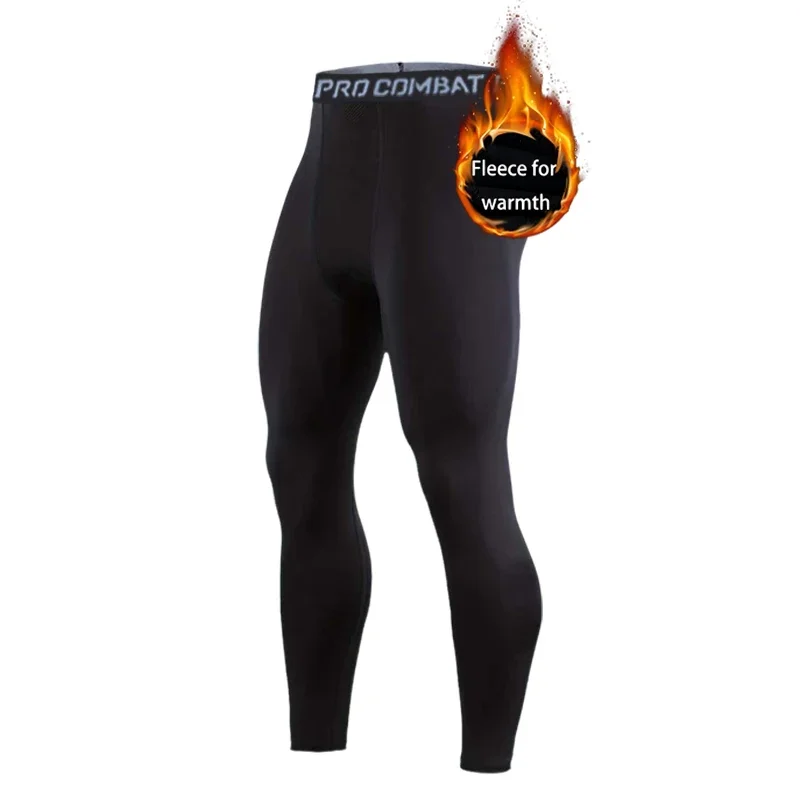 Tight and warm sports leggings for men, quick drying, tight fitting, autumn and winter compression fitness pants